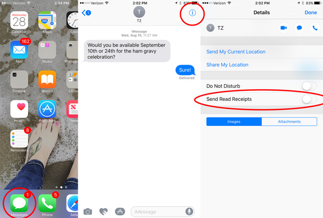 photo of iOS 10 tips: How to turn on/off individual read receipts in Apple's Messages app image