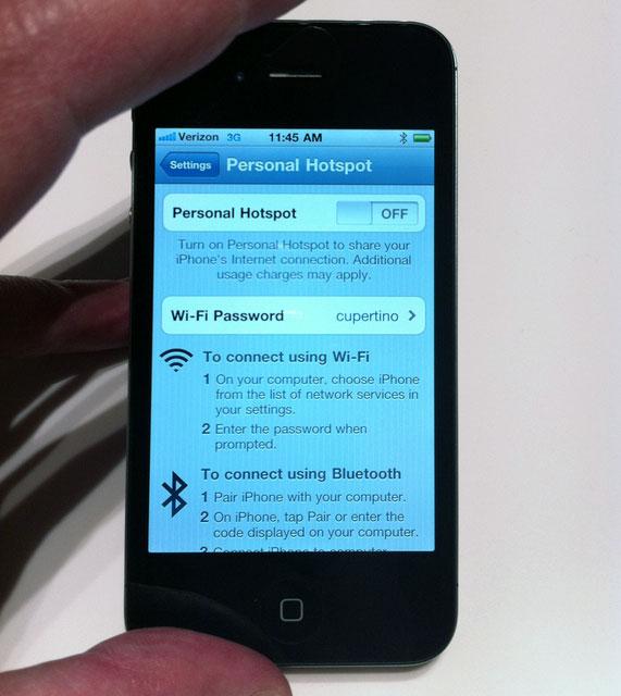 Apple の新しい CDMA iPhone には、iOS 4.2.5 を搭載した Wi-Fi ホットスポットが内蔵されています