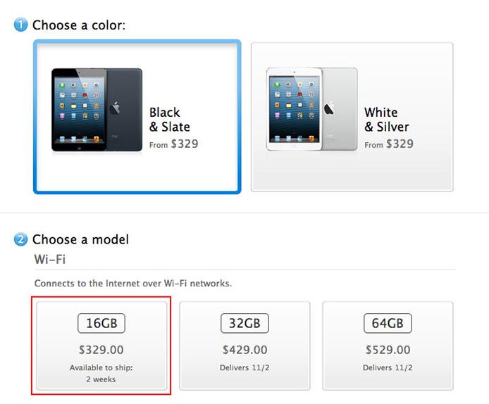 ブラックとスレートの16GB iPad miniは35時間で完売