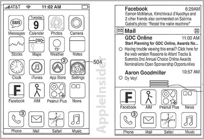 Apple、Googleの「通知バー」の数年後にiOS「通知センター」の特許を申請