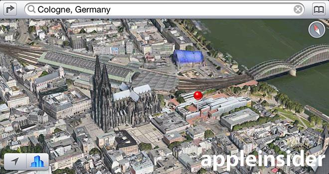 Apple、iOS Maps Flyover サポート、3D 建物、複数の都市でのターンバイターン ナビゲーションを追加