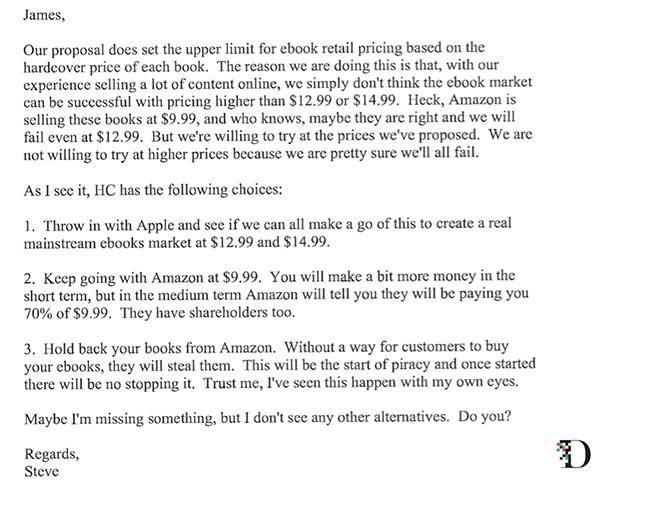 司法省：スティーブ・ジョブズからのメールは、Appleが電子書籍の価格を不当につり上げたかったことを示唆している