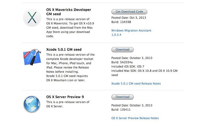 Apple、OS X 10.9 Mavericks Golden Masterを開発者向けにリリース