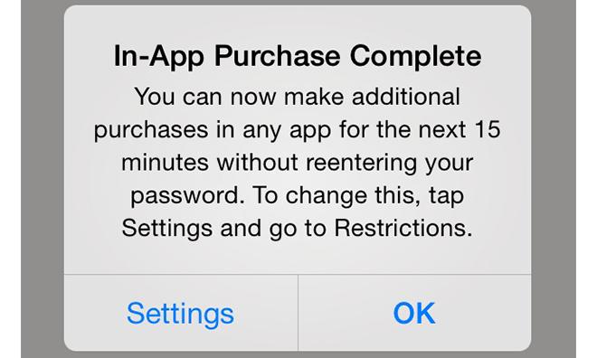 iOS 7.1 warning message reminds users of 15-minute in-app purchase ...