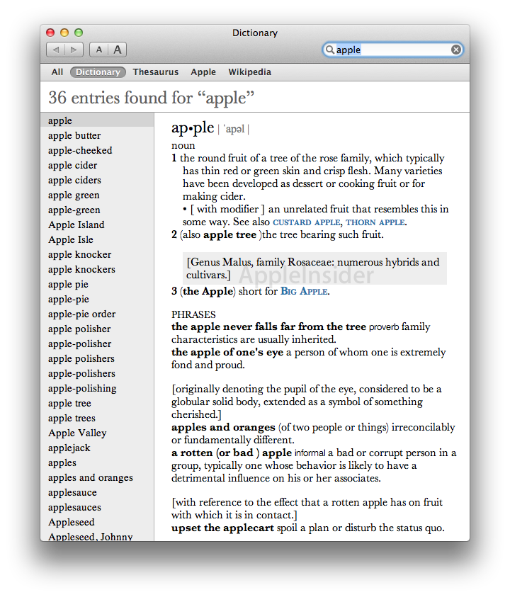 Inside Mac OS X 10.7 Lion: New dictionaries, multiple word views,  multitouch lookups