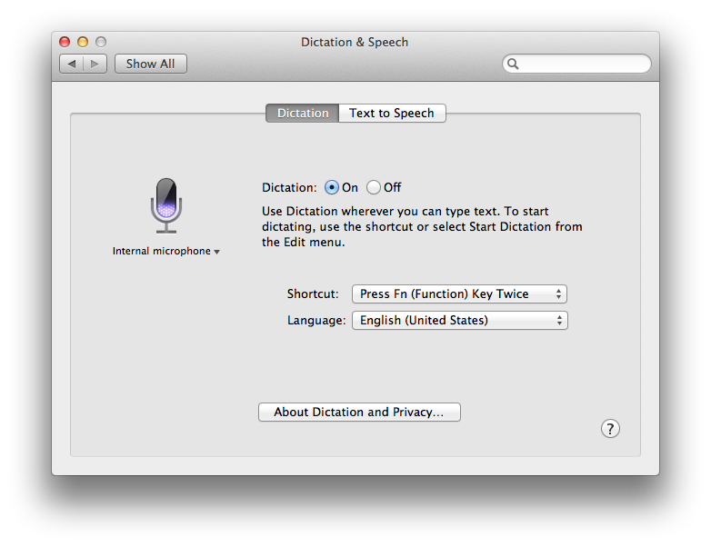 speech to text os x lion