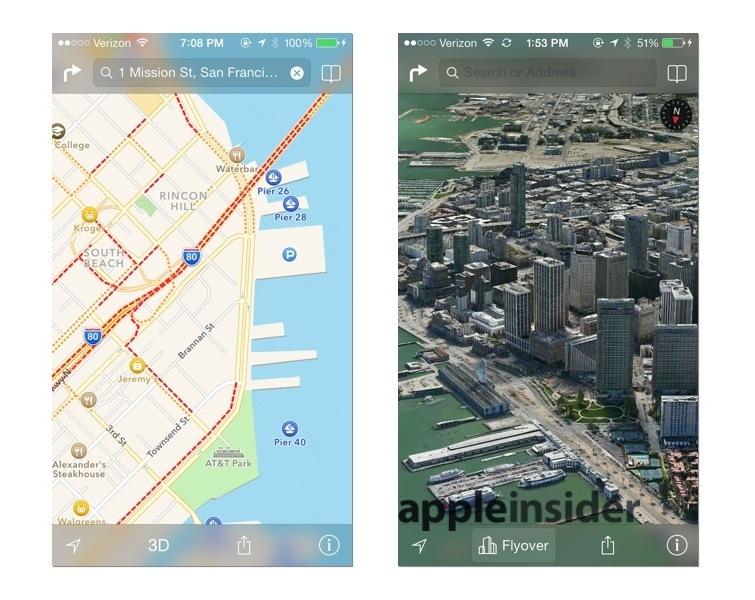 iOS 7 Maps translucent chrome