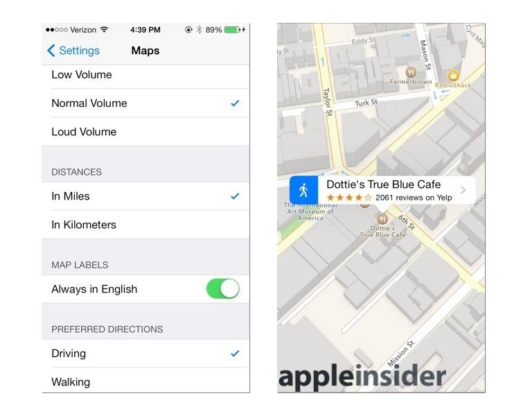 iOS 7 Maps Settings