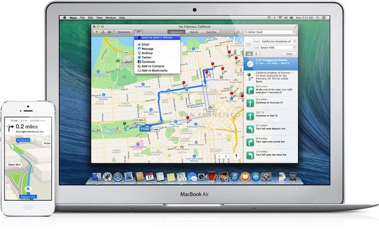 OS X Mavericks iOS 7 Maps