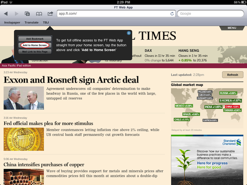 Financial Times webapp