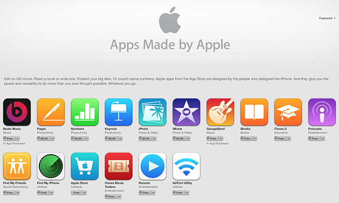 Apple' list in iOS App Store 