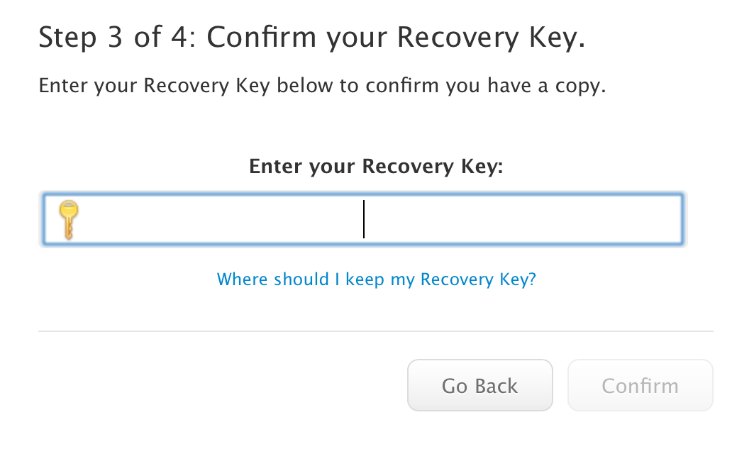 Recovery key. Ключ восстановления эпл.