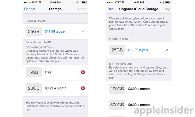 apple icloud storage plans rates
