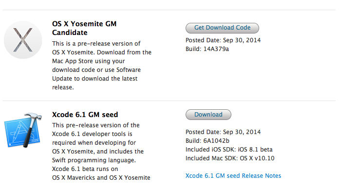 os x yosemite for developers