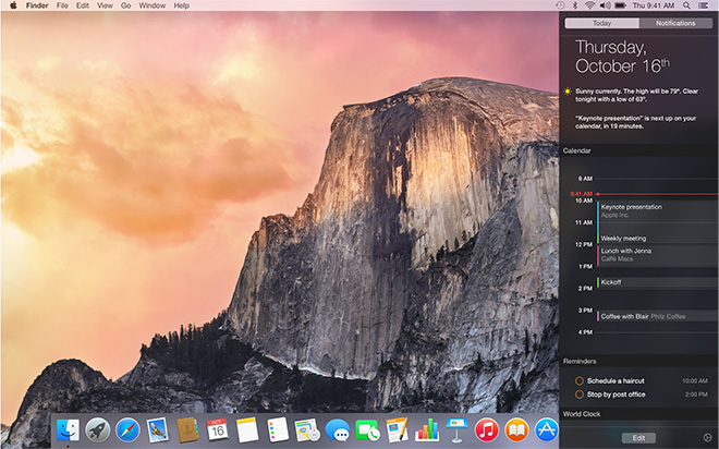 mac os x el captain notification center for windows