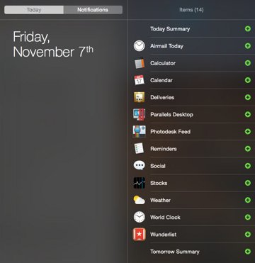 mac notification center widgets sierra lisr