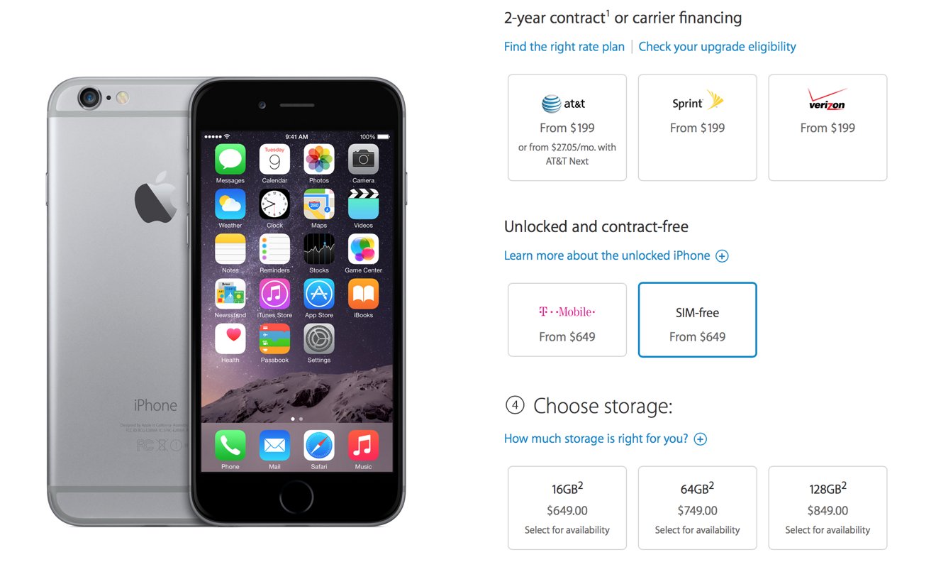 Apple Begins Selling Unlocked Sim Free Iphone 6 And 6 Plus Models Appleinsider