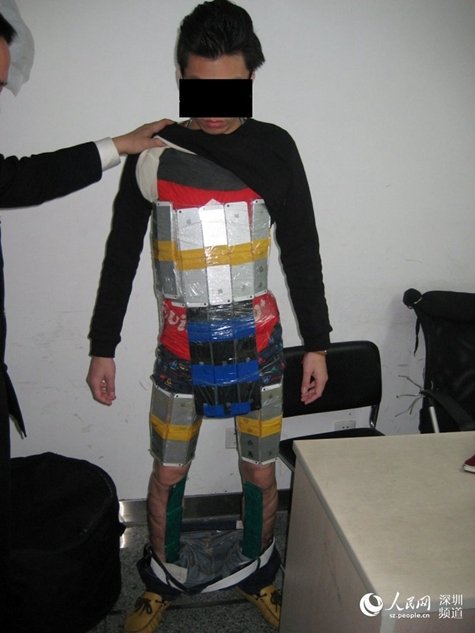 A man tried to smuggle 94 iPhones from Hong Kong to mainland China under his clothes.