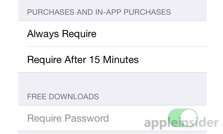 iOS 8.3 allows users to turn off password requirement for free App