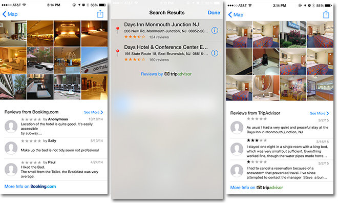 検索結果に TripAdvisor、Booking.com のレビューを表示する Apple Maps