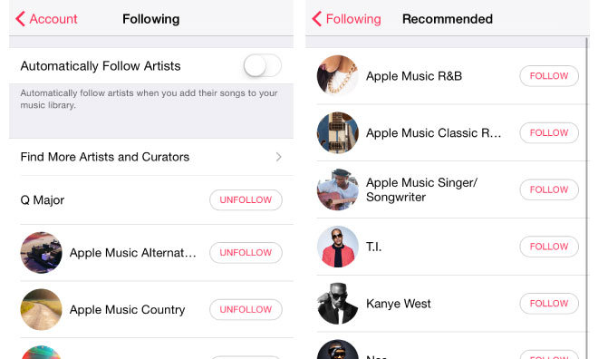 how to find artists you follow on apple music