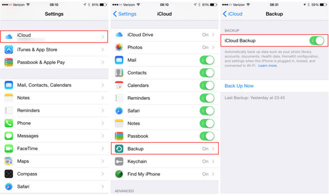 how to backup iphone to icloud when your phon is disabled