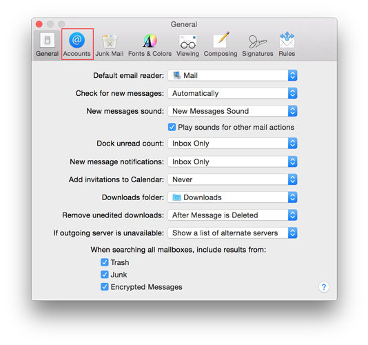 tls mac mail settings