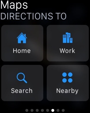 watchOS 2.2 には、Glances ビューの Apple Maps 用の新しいクイック リンクが搭載されています