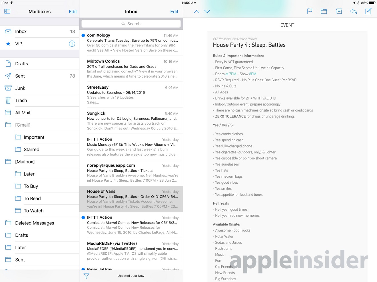 Inside Ios 10 Mail Notes Switch To Triple Pane Interfaces On 12 9 Inch Ipad Pro Appleinsider