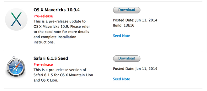 Apple、新しい重点領域、Safari 6.1.5 および OS X Server 3.2 ベータ版を備えた OS X 10.9.4 Mavericks シードをリリース