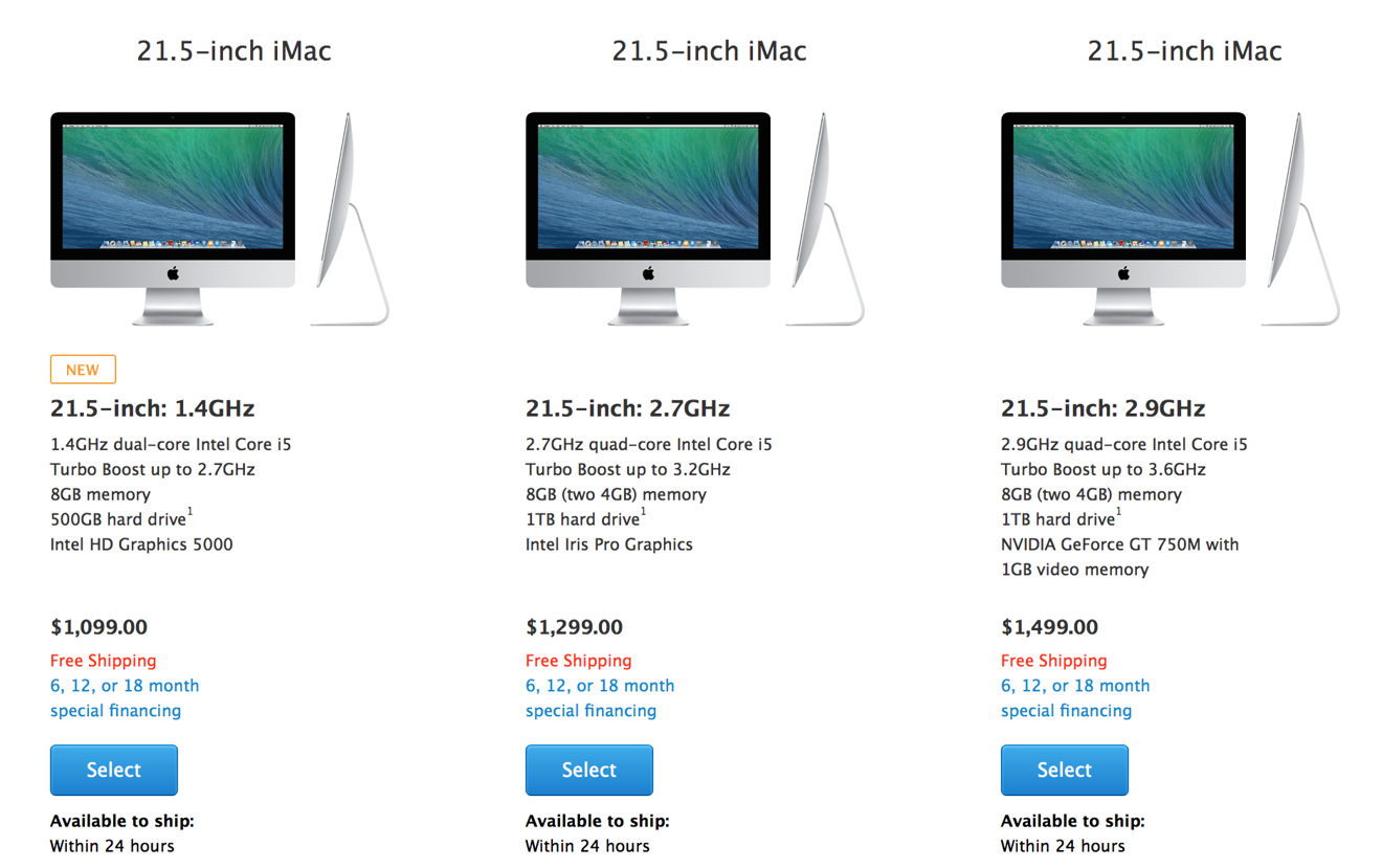 Apple makes new low-end 1.4GHz iMac official with $1,099