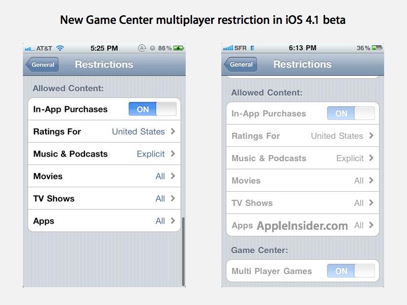 Apple adds multiplayer Game Center restriction to iOS 4.1 | AppleInsider