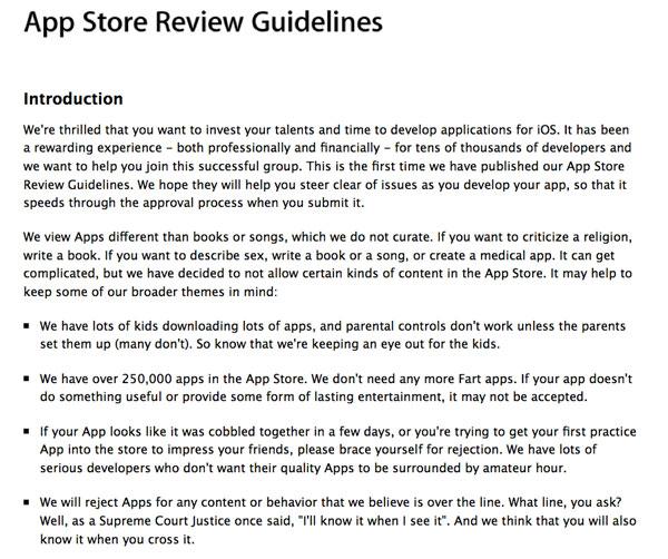 App Store Review Guidelines ou Diretrizes de Revisão da Apple