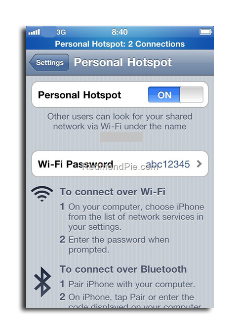 personal hotspot 2 connections