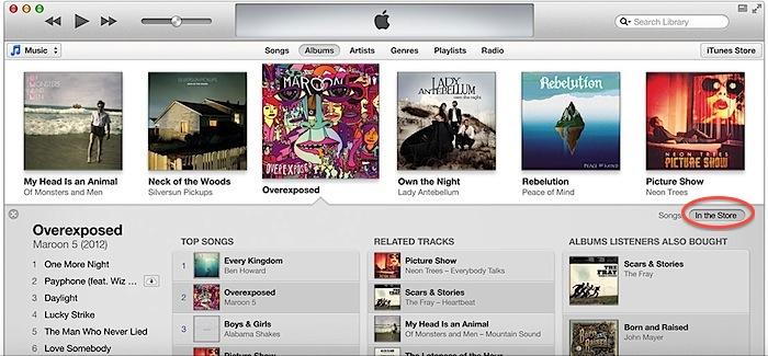 iTunes 11 integrated store content