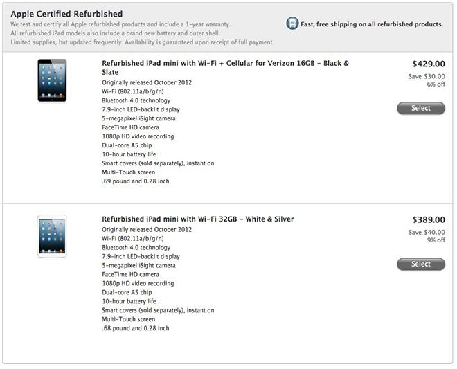 Refurbished Apple iPad Minis 16GB Wi-Fi & Apple iPad Mini 4s