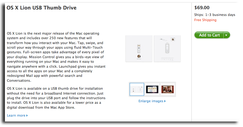 Apple now selling $69 Mac OS X Lion USB Thumb Drive | AppleInsider