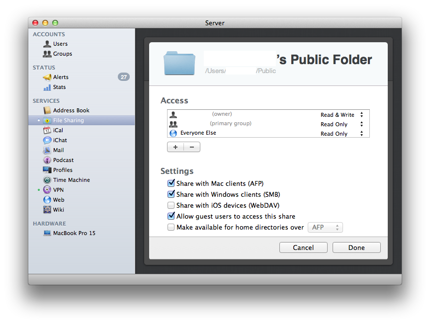 Mac OS X Lion Server file sharing