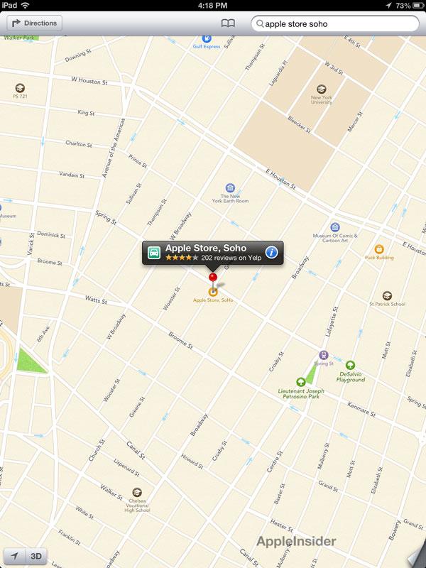 Appleの新しいiOS 6マップにはYelpチェックインが組み込まれている