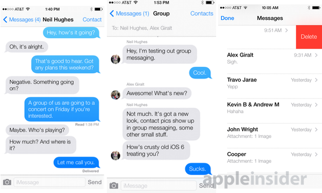 Inside iOS 7: Messages adds group chat user pics, hidden timestamps