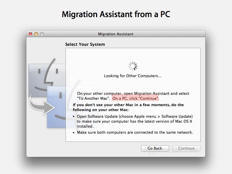 Migration Assistant from PC