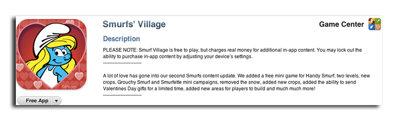 「スマーフ村」のiOSアプリ内購入がAppleの怒りを買っていると報じられている