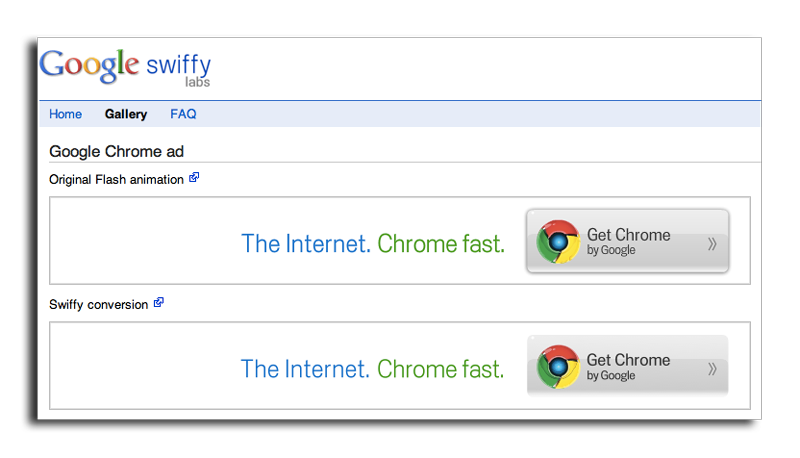 Fast chrome. Google Swiffy. Конвертер Flash в html5. Google FAQ.