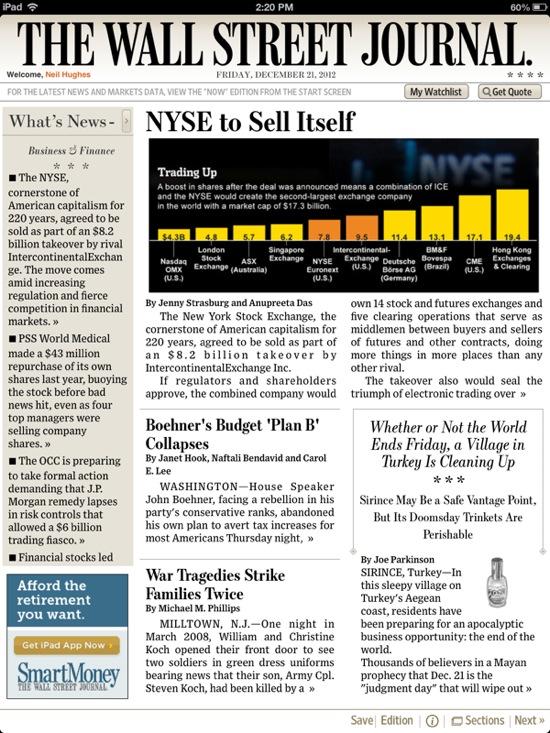 iPad Wall Street Journal App Revives Paper