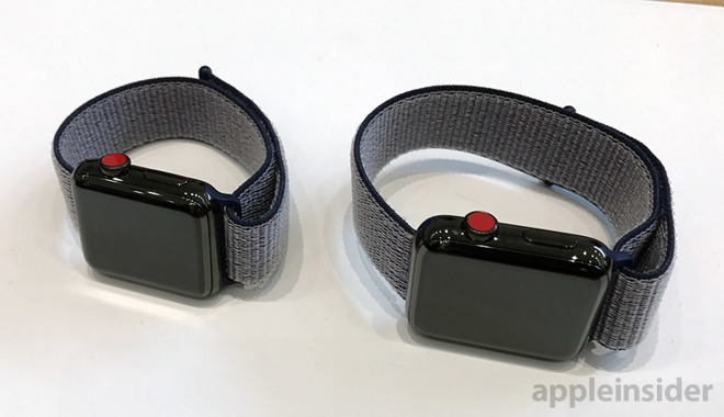 Cellular models of the Apple Watch Series 3 can be identified via their red Digital Crown