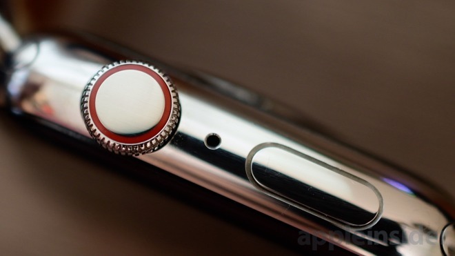The Apple Watch Series 4 has a small red ring on the Digital Crown to signify cellular devices