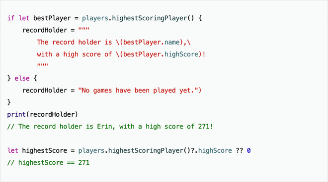 Swift's use of optional values enable users to avoid run-time crashes