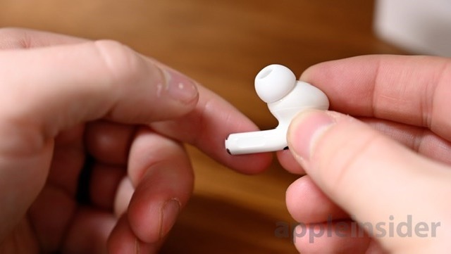The Force Sensor is in the flat portion of the AirPods Pro stem.