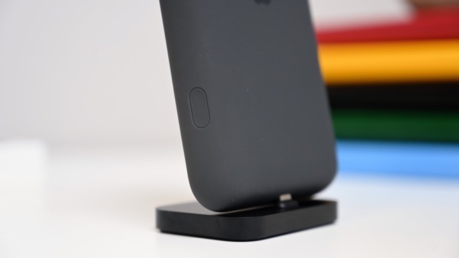 The camera button on the side of the iPhone 11 variant