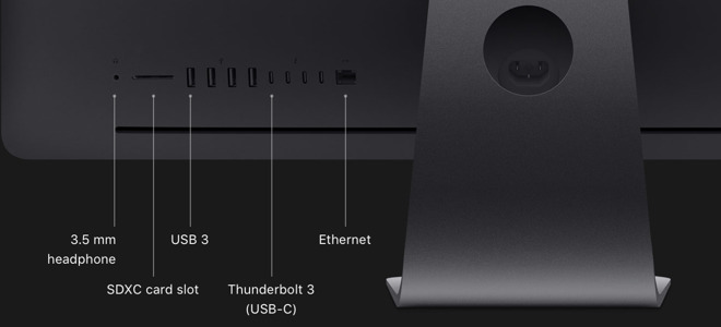 The iMac Pro has four Thunderbolt 3 ports